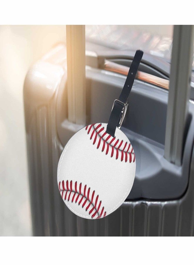 TKS MITLAN 1 Pack Baseball PU Leather Travel Cruise Luggage Tag Sport Softball Hobby Baggage Bag Backpack Instrument with Privacy Flap Name ID Label for Women Men Girls Suitcase(Round) - Image 5